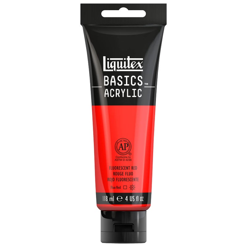 Liquitex BASICS Acrylic Paint, 118ml (4-oz) Tube, Fluorescent Red - Image 1
